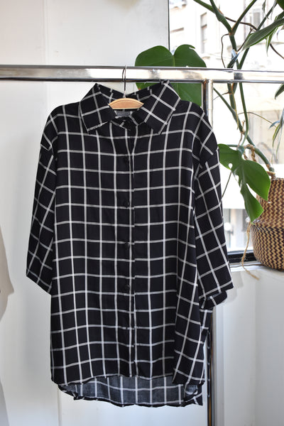 CAMISA OVERSIZE CUADROS NEGRA